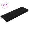 Carpet Stair Treads 15 pcs - Non-Slip Black Mats | Hipomarket