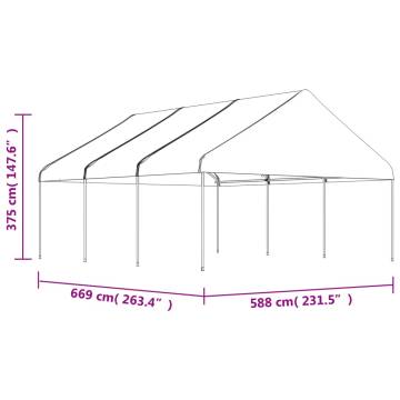 White Gazebo with Roof - 6.69x5.88m | Hipomarket UK