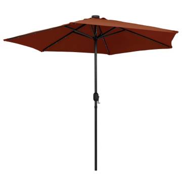 Parasol with LED Lights & Aluminium Pole | 270 cm Terracotta