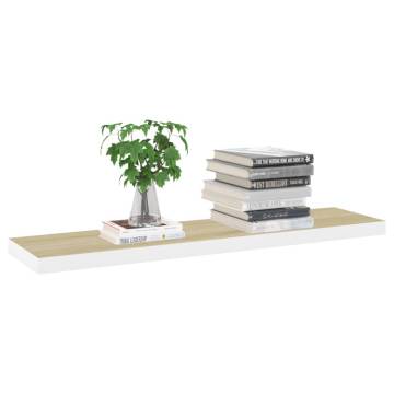 Floating Wall Shelves - Oak & White 90x23.5 cm - 2 pcs