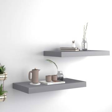 Floating Wall Shelves 2 pcs Grey - Stylish Home Display