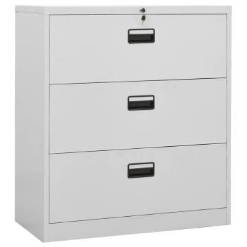 Light Grey Filing Cabinet - Durable Steel 90x46x103 cm