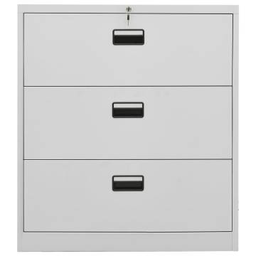 Light Grey Filing Cabinet - Durable Steel 90x46x103 cm