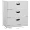 Light Grey Filing Cabinet - Durable Steel 90x46x103 cm