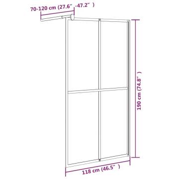 Walk-in Shower Screen 118x190 cm Dark Tempered Glass | HiPo Market