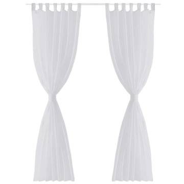 Elegant White Sheer Curtain 140x245 cm - 2 Pcs