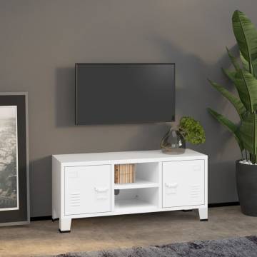 Industrial TV Cabinet White 105x35x42 cm - Durable Metal Design