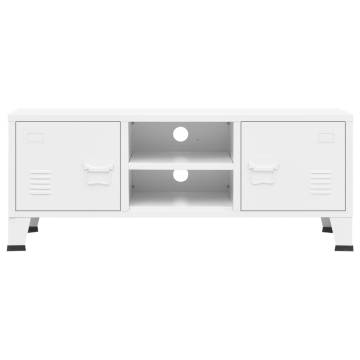 Industrial TV Cabinet White 105x35x42 cm - Durable Metal Design