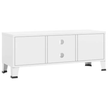 Industrial TV Cabinet White 105x35x42 cm - Durable Metal Design