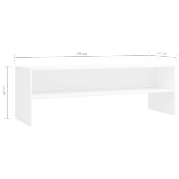 Stylish White TV Cabinet - 120x40 cm Engineered Wood