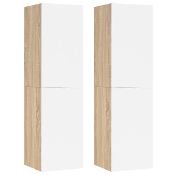 Stylish White & Sonoma Oak TV Cabinets - 2 pcs Set