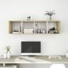 Sonoma Oak & White Wall-Mounted TV Cabinet - 37x37x142.5 cm