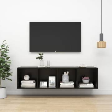 High Gloss Black Wall-Mounted TV Cabinet | HipoMarket