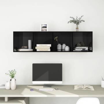 High Gloss Black Wall-Mounted TV Cabinet | HipoMarket