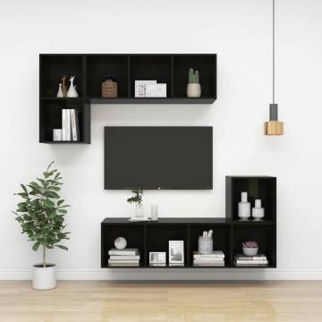 High Gloss Black Wall-Mounted TV Cabinet | HipoMarket