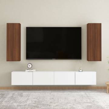 Stylish Brown Oak TV Cabinets - 2pcs - Modern Design