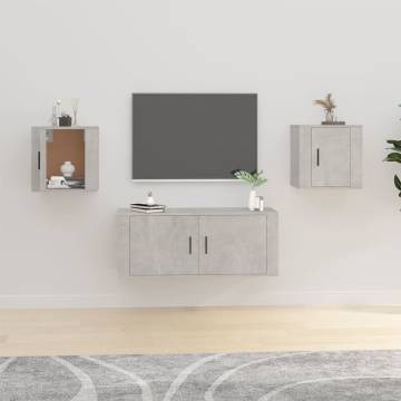 Wall Mounted TV Cabinets 2 pcs in Concrete Grey - Stylish Storage