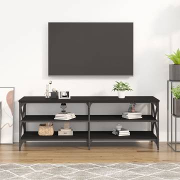 Black TV Cabinet - Industrial Design, 140x40x50 cm