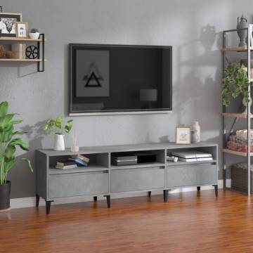 Stylish Concrete Grey TV Cabinet - 150x30x44.5 cm | HipoMarket