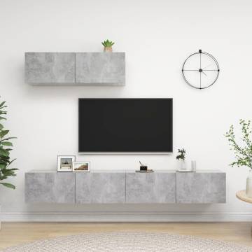 3 pcs Concrete Grey TV Cabinets | Stylish Home Storage