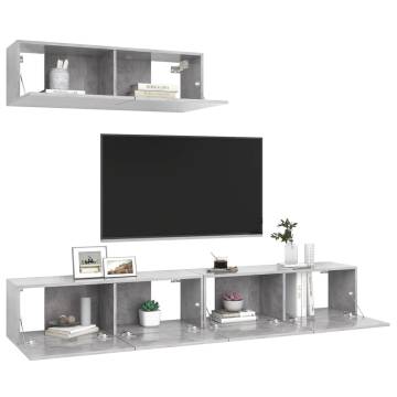 3 pcs Concrete Grey TV Cabinets | Stylish Home Storage