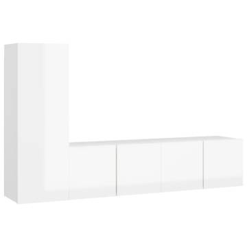 3 Piece High Gloss White TV Cabinet Set | HipoMarket UK