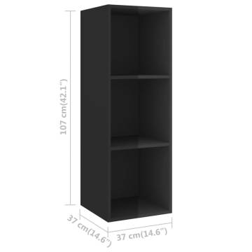 Wall-mounted TV Cabinets - 4 pcs High Gloss Black | Hipo Market