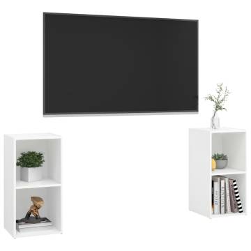 Stylish White TV Cabinets - 2 Piece Set | HipoMarket