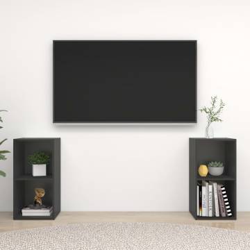 Stylish Grey TV Cabinets - 2 pcs | Engineered Wood | Hipomarket