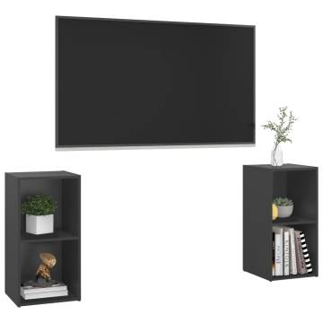 Stylish Grey TV Cabinets - 2 pcs | Engineered Wood | Hipomarket