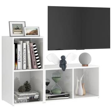 Modern High Gloss White TV Cabinets - 2 pcs | Hipomarket