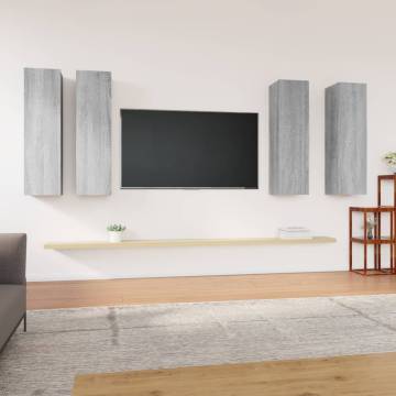 Stylish Grey Sonoma TV Cabinets - 4 pcs | Hipomarket UK