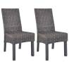 Dining Chairs 2 pcs Brown Kubu Rattan and Mango Wood Colour brown Quantity in Package 2 