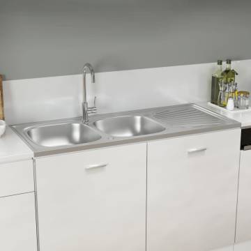 Double Stainless Steel Kitchen Sink - 1200x500 mm | HipoMarket