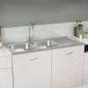 Kitchen Sink with Double Sinks Silver 1200x500x155 mm Stainless Steel Size 1200 x 500 x 155 mm 