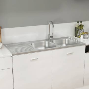 Double Stainless Steel Kitchen Sink - 1200x500 mm | HipoMarket