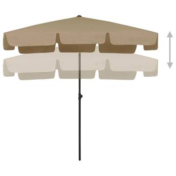 Beach Umbrella Taupe 200x125 cm | UV Protection & Tilt Function