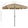 Beach Umbrella Taupe 200x125 cm | UV Protection & Tilt Function