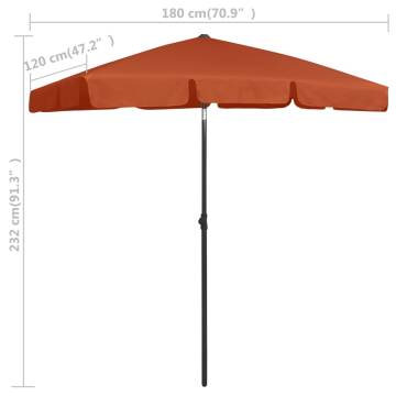 Terracotta Beach Umbrella 180x120 cm - UV Protection