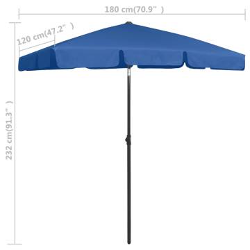 Beach Umbrella Azure Blue 180x120 cm | UV Protective Shade