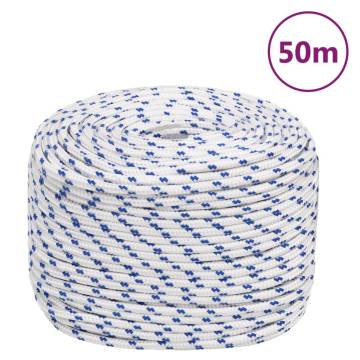 Durable 8 mm White Boat Rope 50 m - Polypropylene