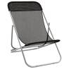 Folding Beach Chairs 2 pcs Black Textilene & Steel - HiPoMarket