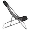 Folding Beach Chairs 2 pcs Black Textilene & Steel - HiPoMarket