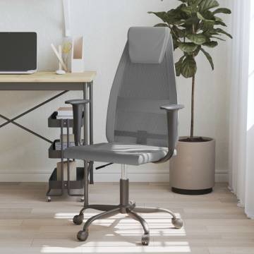 Office Chair Grey Mesh Fabric and Faux Leather - Find Comfort