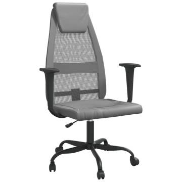 Office Chair Grey Mesh Fabric and Faux Leather - Find Comfort