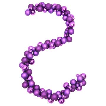 Purple Christmas Balls Garland 175 cm | Shatterproof Decor