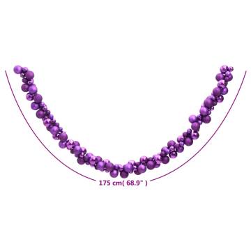 Purple Christmas Balls Garland 175 cm | Shatterproof Decor