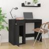 Sleek Black Desk 100x49 cm - Stylish Engineered Wood Office Furniture