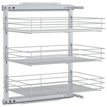 3-Tier Pull-out Kitchen Wire Basket - Silver Storage Solution