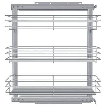 3-Tier Pull-out Kitchen Wire Basket - Silver Storage Solution